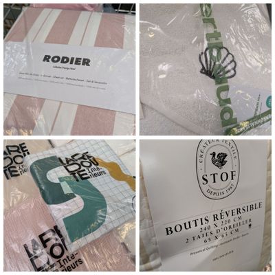 quatre images représentant un collage de photos de divers objets dans des sacs en plastique