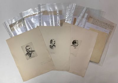 several old photographs of a man in a hat and a woman in a dress