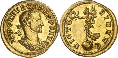 a gold coin with an image of a man on it