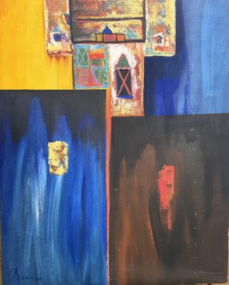 painting of a painting of a cross and a painting of a door