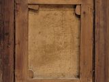 painting of a wooden frame with a brown wall in the background