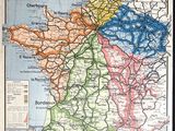 an old map of france showing the regions of the country