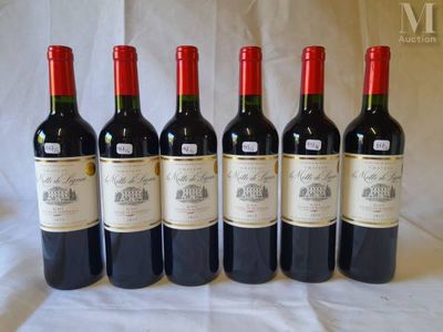 six bottles of wine are lined up on a table