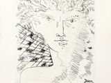 an image of a drawing of a woman ' s face in black and white