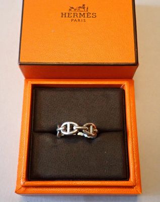 Hermès Bague en Argent Chaîne d'Ancre Enchaînée - Élégance Parisienne