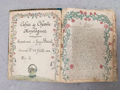 (425) INTERESSANT MANUSCRIT de JEAN BRIZET "Cahier de chants…