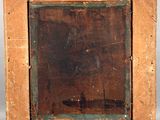 an old picture frame with a picture of a man in a boat