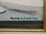 a painting of a spoon and a bowl on a table