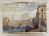 une image d'une peinture représentant un pont sur une rivière