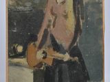 une image représentant un tableau où l'on voit une femme tenant une guitare