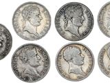 un lot de six pièces d'argent sur lesquelles figurent des portraits d'hommes