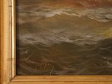 a picture of a painting of a boat in the water