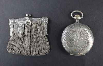 Petite bourse en argent (poids 37 g) et montre de gousset en… - Photo 1