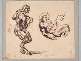an image of a drawing of a man on a horse and a woman on a horse