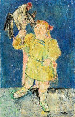 une image représentant un tableau où l'on voit un enfant tenant un poulet