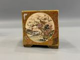 pair of antique chinese cloison boxes with birds and flowers