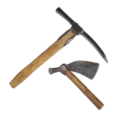 two different types of hammers on a white background