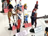 many toy soldiers that are on display in a glass case