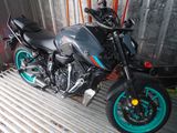 a motorcycle that is parked in a garage