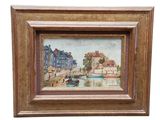 an image of a picture of a painting of a boat on the water