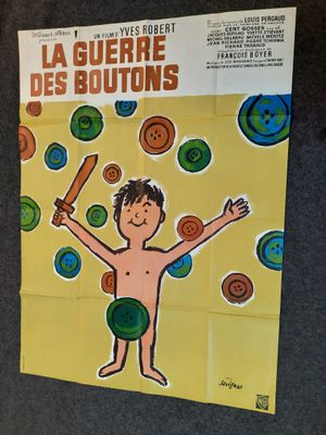 Affiche française du film « La Guerre des boutons », représentant un garçon de bande dessinée tenant une batte de baseball