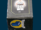 a box with a lego figure on it on a blue background