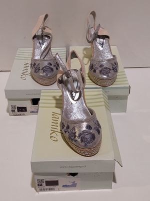 Lot de 3 - LAMIKO - Sandales compensées espadrilles - Argent…