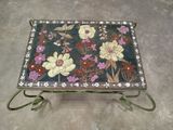an image of a table with flowers painted on it