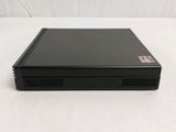 a black laptop computer sitting on top of a white table