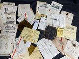 many different types of wine labels laid out on a table