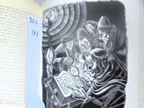 a picture of a book with a drawing of a man reading a book