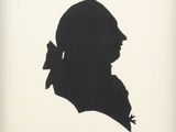 silhouette of a man in a hat with a bow on his head