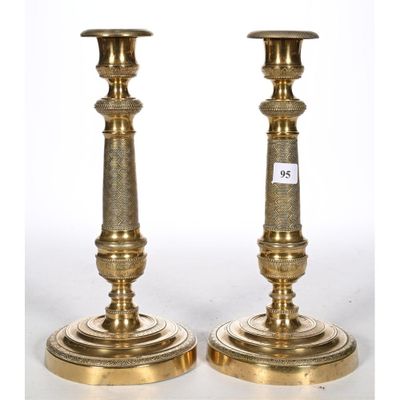 pair of antique brass candlesticks