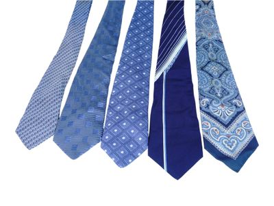 Ensemble de 5 cravates vintage dans des nuances de bleu et d…
