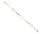 a close up of a gold chain bracelet on a white background