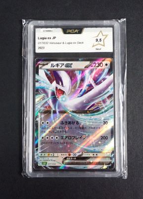 a close up of a pokemon card in a plastic package