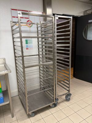 an image of a commercial kitchen with a rack of trays