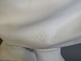 a close up of a white statue of a man ' s head