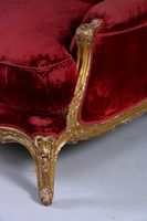 Large bergère de coin de feu à oreilles en bois doré et scul… (photo 4)