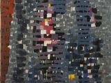 l'image d'une peinture représentant un paysage urbain avec des bâtiments à l'arrière-plan