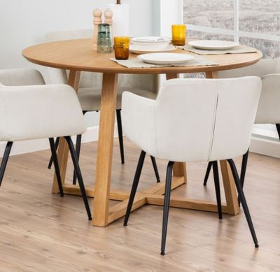 Table salle à manger ronde MALIK décor chêne - 120x120x75 cm…