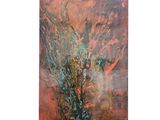 peinture abstraite représentant un arbre dans un champ, avec le ciel en arrière-plan