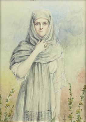 an image of a painting of a woman wearing a shawl