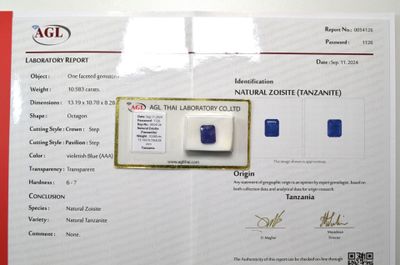 un certificat sur lequel figure l'image d'un diamant bleu