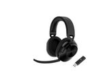le casque est noir et est équipé d'un microphone intégré