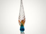 a close up of a glass sculpture of a bird on a pedestal