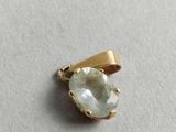 an image of a gold plated pendant with a faceted aquamarinee stone