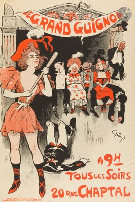 une vieille affiche annonçant un spectacle de cirque avec des clowns et des clowns