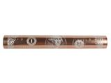 a close up of a metal tube with a design on it