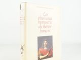 an old book with a picture of a woman in a red dress
